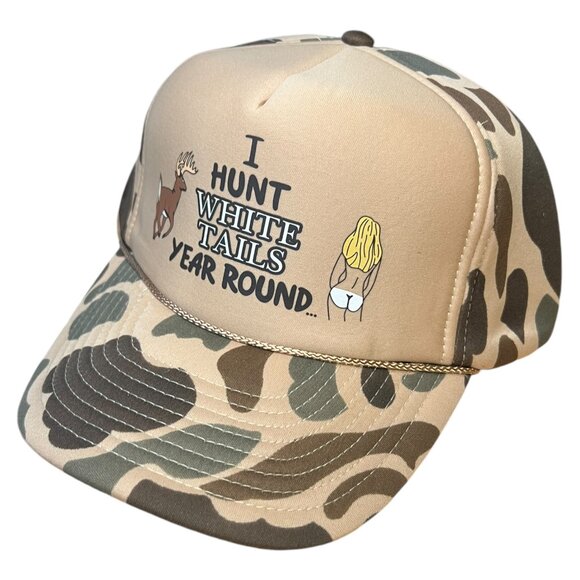 I hunt White tails year around Hat camouflage Snapback Hat Mens Hunter Gift - Picture 2 of 5